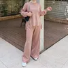 Roupas étnicas Terno Muçulmano Islâmico O-pescoço Sólido Blusa de Malha Solta Calça Feminina Moda Vintage Urban Tracksuit Causal Conjuntos Turcos