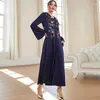 Ubranie etniczne 2024 Autumn Abayas for Women Muzułmańska moda haftowa swoboda maxi sukienka Turcja Dubai Eid Ramadan Kaftan Arabska suknia