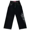 Jeans femininos hip hop bordado padrão jnco homens mulheres 2024 moda streetwear retro harajuku cintura alta perna larga calças jeans