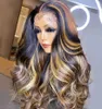 Baby Hair Greatremy Peruansk spets peruker peruk Body Wave Highlight 1B427 Ombre Color 360 HD Transparent främre mänskliga hår 180 Densitet 9234178