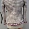 여자 재킷 코트 겨울 통근 우아한 작은 향기로운 보라색 브러시 장식 장식 유명인 슬림 한 짧은 큰 여성 s