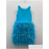 Girl'S Pageant Dresses Feather Girl Dress 2023 Little Kids Birthday Formal Party Gown Infant Toddler Tiny Young Junior Miss Keyhole Dhrqj