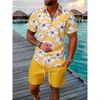 2024 Zomer Sets Print Revers Korte Mouw Casual Shirt Strand Shorts Streetwear Vakantie Hawaiiaanse Pakken Mannen Cothing