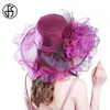 FS Paars Rood Grote Hoeden Voor Vrouwen Zomer Strand Brede Rand Fedora Elegante Kerk Hoeden Bloem Kentucky Derby Grote Zonnehoed dames Y2002247