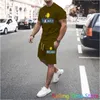 Chándales para hombres Trajes de chándal de verano para hombres Color sólido Ricard Impreso en 3D Camiseta de manga corta vintage Pantalones cortos Conjunto de 2 piezas de gran tamaño