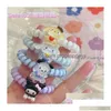 Accessoires de dessin animé Style Kuromi Cordon de fil de téléphone Gum Cravate de cheveux Filles Candy Couleur Bande élastique Bague Corde Bracelet Extensible Scrunch Dhyg2