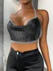 Kvinnors tankar Multi-färg Kvinnor Bling Sequined Camis toppar Backless Halter Metal Vest Tank Summer Girl Body Chain European Night Club Bra