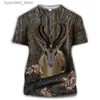 Camisetas para hombres Verano Nuevo Animal Camuflaje Hombres Camiseta 3D Caza salvaje Impreso Tees Tamaño grande Casual Cuello redondo Manga corta Tops interesantes L240304