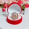 Anneaux de cluster MOONROCY Cubique Zircone Rose Or Couleur Cristal Bague De Mariage CZ Cadeau D'amour Pour Les Femmes Bijoux En Gros Goutte