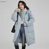 Dames Trenchcoats 2024 Winter Dons Lange Parka's Dames Dikke Katoenen Gewatteerde Jas Vrouwelijke Mode Capuchon Plus Size Casual Pufferjack