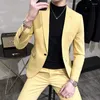 Mäns kostymer 2024Boutique High-End Pure Feel (kostymbyxor) Fashion Business Handsome Trend Korean Version Slim Suit Two-Piece