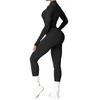 Yoga Jumpsuits Womens Tracksuit Yoga Set Workout Long Sleeve Zipper Sportswear Gym Set Workout Clothes for Women 240229