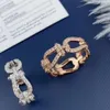 Desginer Freds Jewelry Fei Jia High Edition v Gold Horseshoe Buckle Ring厚い18Kローズゴールドメッキファッショナブルなフルダイヤモンドカップルリング