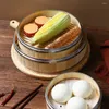 Dubbelpannor för matlagning dim sum vävd bambu kök gadget ångkorg kinesisk ångare mat mat