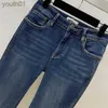 Damesjeans Designer Jeans 2024 Nieuwe Lente Zomer Mode Panelen Flare Broek Merk Dezelfde Stijl Broek Luxe Dameskleding 0119-1 240304