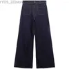Jeans Jeans COS LRIS Hohe Taille, dünn, Marine-Stil, Taschenaufnäher, verziert, weites Bein 07513255407 240304