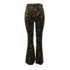 女性のジーンズジーンズファッションニーホールタイトなカモフラージデニムパンタロンデミージャーベルボトムスロパ240304