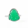 Teryaklar Yeşil Yeşim Taş Buddha Ring Feng Shui Muska Şanslı Servet Budist Takı Ayarlanabilir