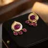 Orecchini francesi di moda primaverile con fiocco rosso e diamanti pieni di gioielli in cristallo firmati E2024-9
