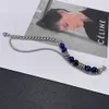 Bracciale con perline occhio di tigre blu in acciaio inossidabile argento Bracciale con catena a strati multistrato per donna Regali da uomo n1501