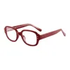 Solglasögon Fashion Square Oval Frame Anti Blue Light Glasses Retro Red Thick Plain Eyes Female Eye Protection Eyewear