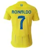 23 24 Al Nassr FC Soccer Jerseys Ronaldo 2023 2024 Home Yellow Cr7 Mane Laporte Talisca Ghislain Konan Vincent Aboubakar Men Football Al-Nassr FC