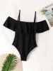 Stroje kąpielowe Tiaobug Kobiety Summer One Piece Swimming Suit Off Ramper Ruffled Kathing Suits