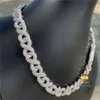 Catena a maglie cubane con girocollo Miami, larghezza 18 mm, argento 925, VVS, diamanti moissanite, completamente incastonati