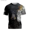 T-shirt da uomo Summer Cool Hipster T-shirt da uomo Beautiful Bear Hunting Pattern 3D stampato Harajuku T-shirt a manica corta Unisex Casual top TX208 L240304