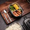 Dinnerware Sets 1PC Portable Stainless Steel Lunch Box Business Bento Kitchen Leakproof Containers For Men Fitness Meal