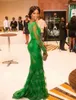 Elegant Emerald Women Applique Wedding Dress Long Sleeves Luxury Evening Dresses Green Lace Mermaid Bridesmaid 240228