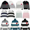 Paris Men's Y2k Hoodie Designer Heart Classic Knitwear Womens Striped Pullover Sweater Aged Cardigan Sailor Collar Street Wear 34