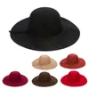 Jesienna zima szerokie czapki dla kobiet dziewczęta Dziewczyny Dziewczyny wełna vintage filc melonik Fedoras Solid Flooppy Cloche Cape-dziecko kapelusz 270b