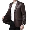 Mens Leather Skin Suit Autumn Högkvalitativ stor storlek Artificiell läderjacka/Business Mens Windproof Jacket S-4XL 240301