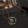 Hänghalsband trend långa kedjor halsband med upphängning geometrisk grön sten pärla gotiska hängsmycken tillbehör modemycken för