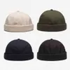 Unisexe Docker Sailor Biker Cap Hommes Réglable Casual Brimless Skull Loop Beanie Chapeau Solide Hommes Chapeau Été Gorro Femmes Chapeaux Y321T