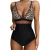 Kobiety stroju kąpielowego 2024 Seksowne lampart kantarki Zapposowane przez Kobiety Kobiety Push Up One Piece Swimsuit Monokini Backless Deep V Kąpiec Bodysuit