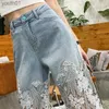 Kvinnors jeans kvinnors jeans byxor för kvinna och capris raka ben med rhines transparent spets grunge y2k vårbyxa vintage byxor 240304