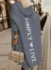 أزياء كارديجان مقنعين غير رسمية طويلة الأكمام الخريف رسالة شتوية مطبوعة فضفاضة مفتوحة معطف كارديجان 240219