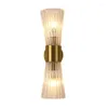 Wandlampen Nordic Glazen Kap Koper Licht 2 Hoofd Badkamerspiegel Slaapkamer Naast Toepassing Lamp Sconce Art Home Verlichting