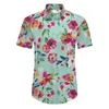 Herrspårsfall Anpassade logotypskjortor Ställer in kort ärm Casual Button Down Beach Flower Shirt och Camisas de Hombre Cardigan Bluses Vintage
