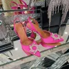 Chaussures de robe de mariée Amina Muaddi 7cm 10cm Begum Bowknot papillon PVC Pompes High Talons Diamond Shine Sandals Sandales Femmes transparentes Femmes Crystal Shoe