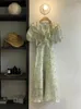 Casual Dresses French Green Floral Dress for Women's Summer Nisch Design med ruffle snör upp en bantning utseende