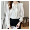Women's Blouses Autumn Ladies Elegant Full Sleeve Office Women Shirts Tops Single Breasted Blusas Bow Solid Loose Casual Shirt for