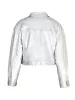 Джакеты Benuynffy Silver Faux Leather Jacket для женщин одиночная грудь Moto Biker Coat Короткая кожаная весна Pu и осенняя мода 2023