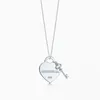Women Designer Necklaces Classic S925 Sterling Silver Single Heart Pendant Drop Glue with Key Gold Plated Love Necklace