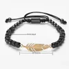 Fashion Trend Feather Shape Accessories Handmade Mens Beads Bracelet Stainless Steel Bracelet For Special Birthday Present 240226