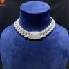 Moisanite Diamond Miami Cuban Link chaîne 20 mm 6 rangées Gol d'or ou or rose plaqué 925 Collier en argent