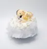 FEIS romantic two bears heartshaped white rose music ring box ring pillow wedding accessory5961273