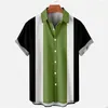 Мужские повседневные рубашки Рубашка для боулинга Весна-Лето с коротким рукавом Цветные блоки с лацканами и принтом Повседневная курортная одежда Ретро-дизайн